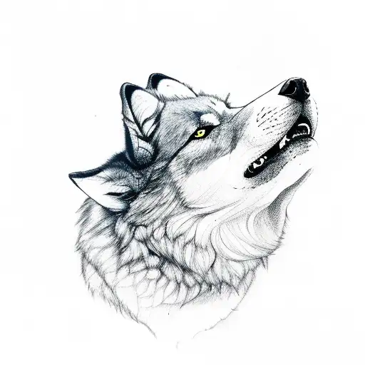 A Sideview Full Bodied Wolf Dog Made Of Clouds