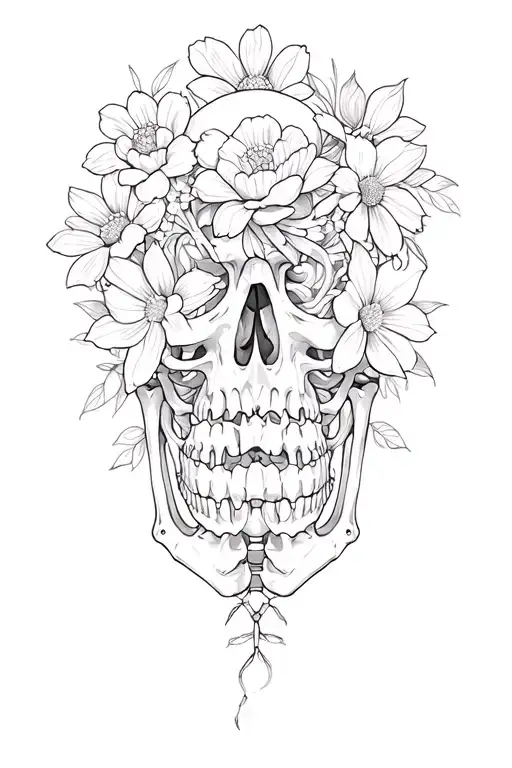 Skeleton Made Out Of Flowers