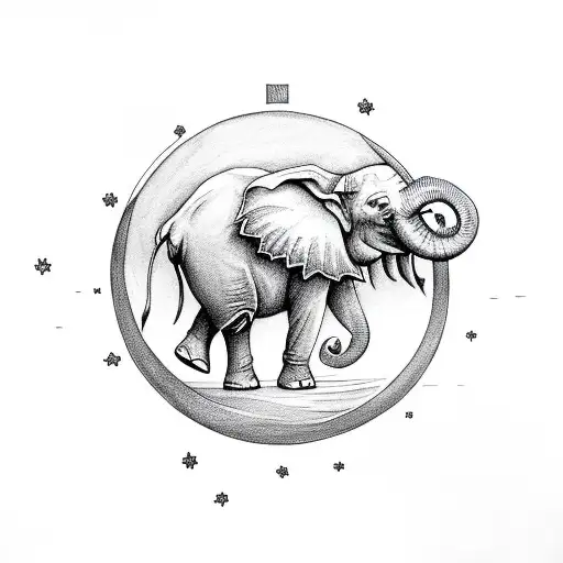 Moon Elephant One Angel Wing