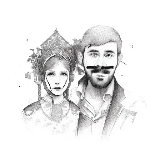 Portrait Of Parents With Architectural Elements Incorporated