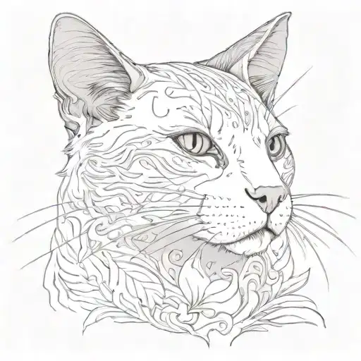 Head Of A White Cat With A White And Gray Rat