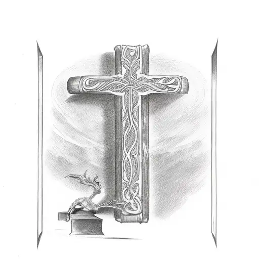 Bible Verse In A Scroll With A Cross On The Side