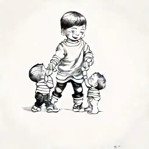 Two Boys Holding A Baby