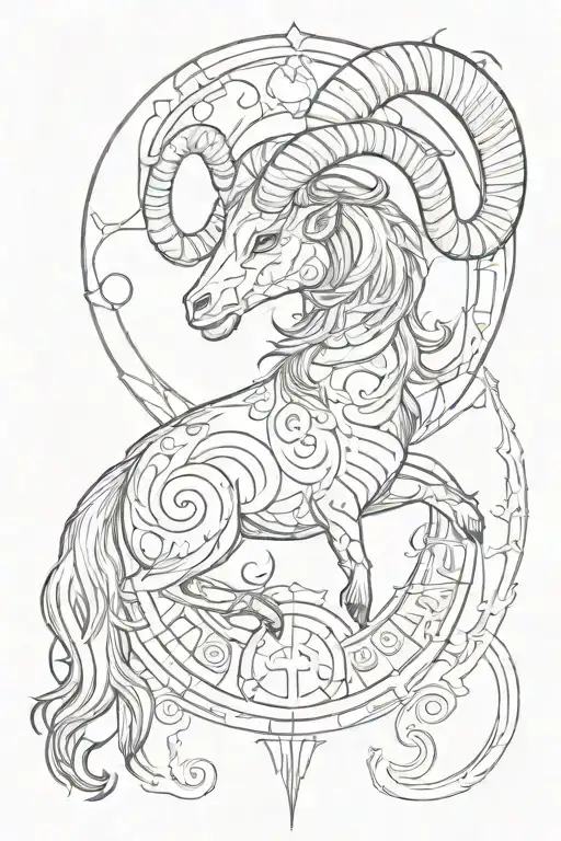 A Capricorn Tattoo With I The Capricorn Goat And The Capricorn Logo And The Number 13