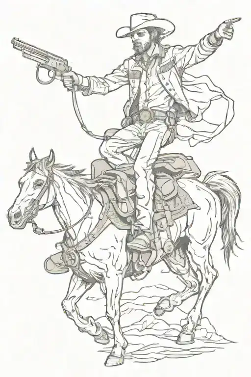 Land Rig And Western Cowboy Riding
