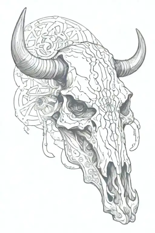 Oil Field And Western Bull Skull