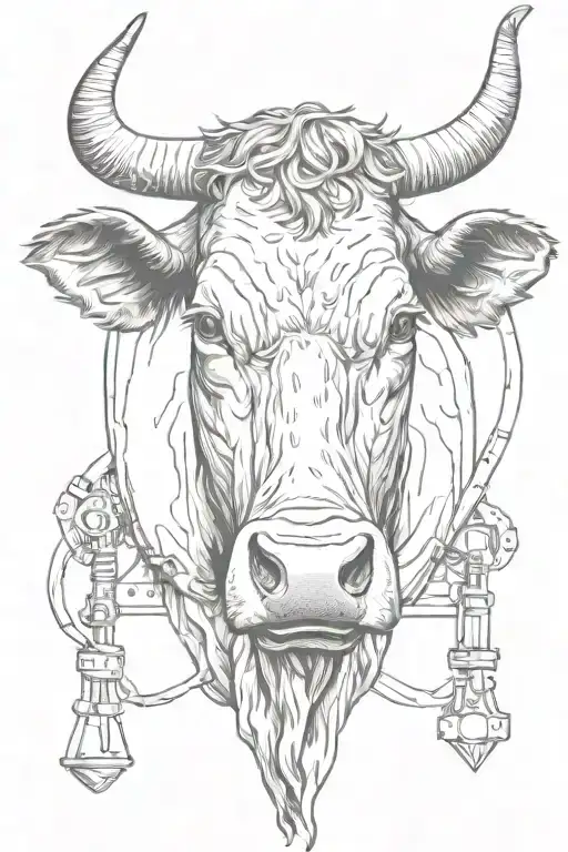 Oil Field And Western Style Tattoos Cow Head Tattoo Holding