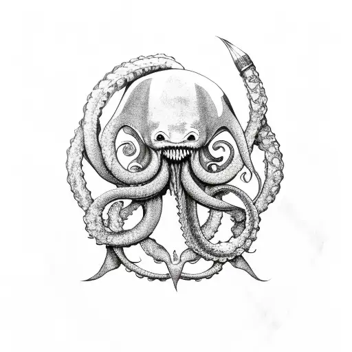 Kraken Wrapped Around Anchor