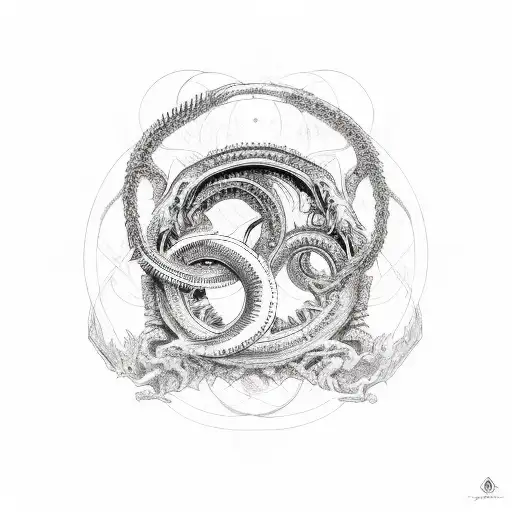 Ouroboros Deagon Type In The Middle Coffin Slightly Open Broken Chains On Ouroboros