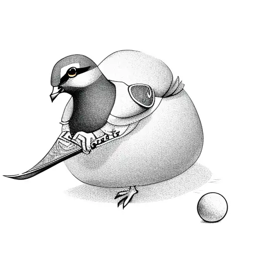 Cartoon Golfing Pigeon