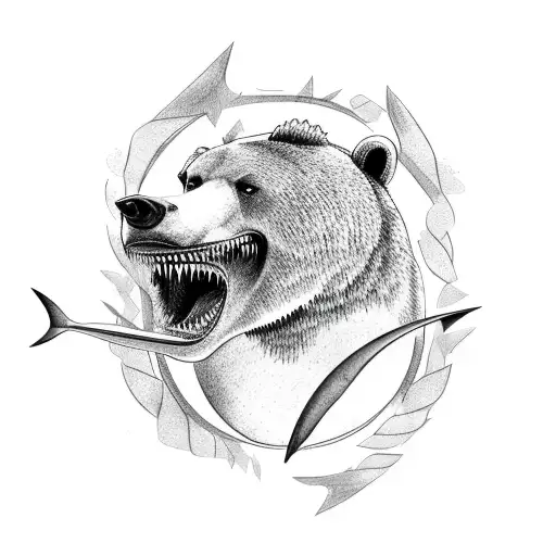 A Bear Driving A Car With A Shark Fin On Top