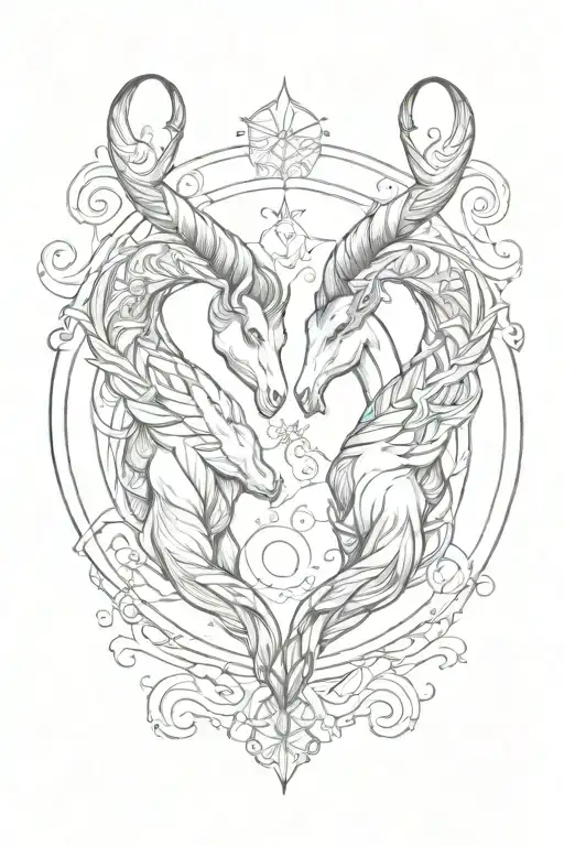 Zodiac Sign Capricorn And Gemini Sign Intertwined Hearts