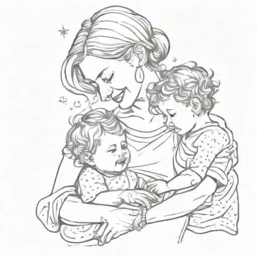 Mother With Toddler And Infant With Sparkles