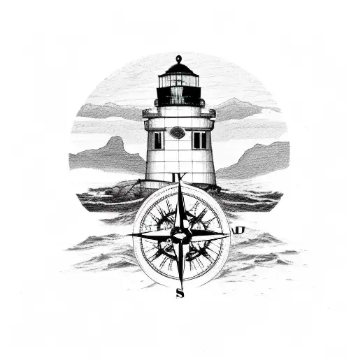 Compass Anchor Lighthouse Rope Merged Together