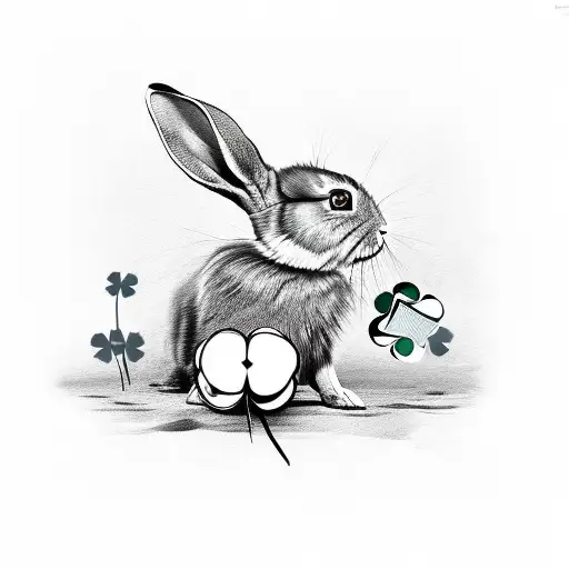 Rabbit With A Four Leaf Clover