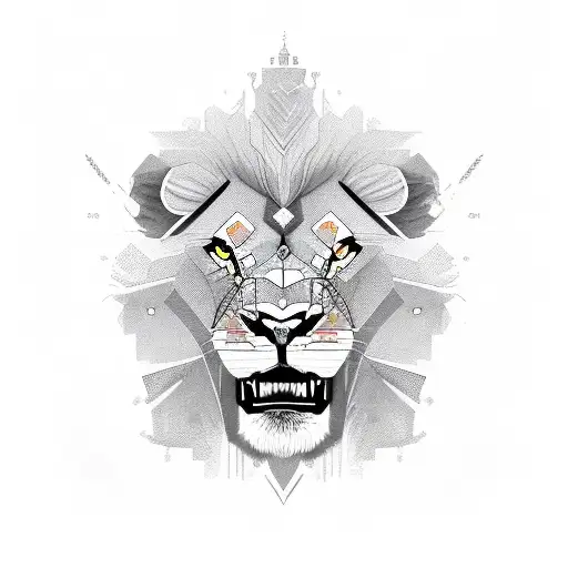 Create A Anger Lion Face With Trisul Saving Baby With Letters Ld