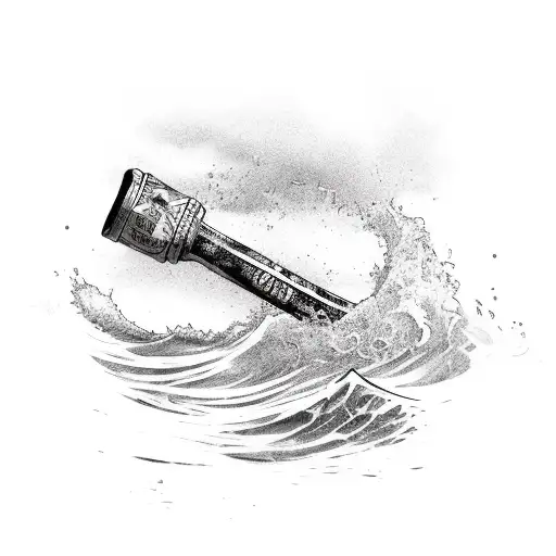 A Beer Bottle And A Baseball Bat Crossed With Waves Crashing In The Background