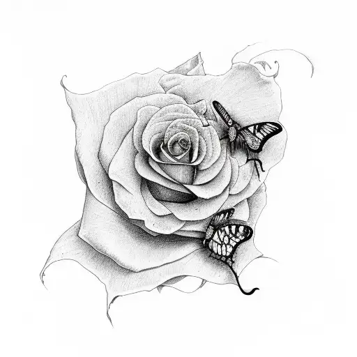 Butterfly Fading Away With A Rose