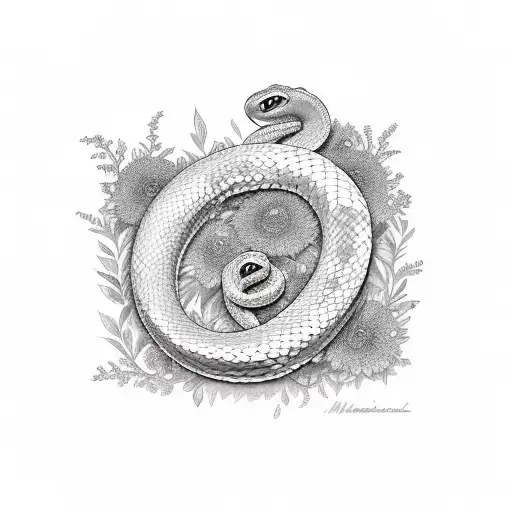 The Name Marisa Surround A Snake And Flowers