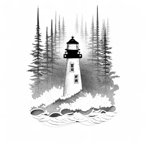 Lighthouse With A Forest Behind It
