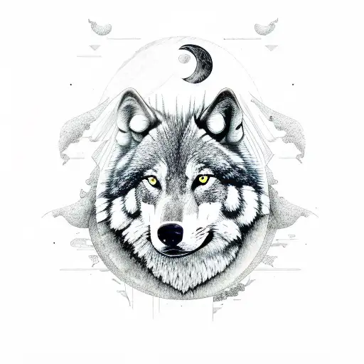 Barking Wolf With Broken Moon