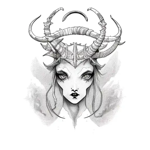 Capricorn Zodiac Sign Goth Girl In Medieval Vintage Frame