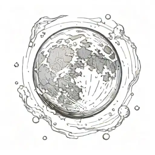 Realistic Moon With Strokes Sketching