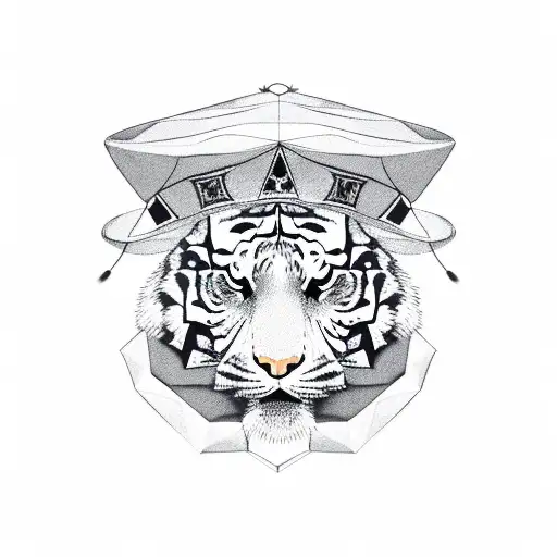 Tiger Head With Fortune Teller Hat