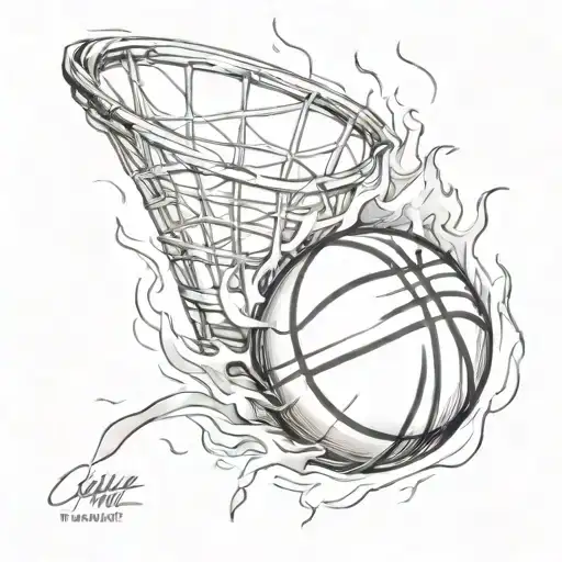 Basket Ball Flaming Through Basket