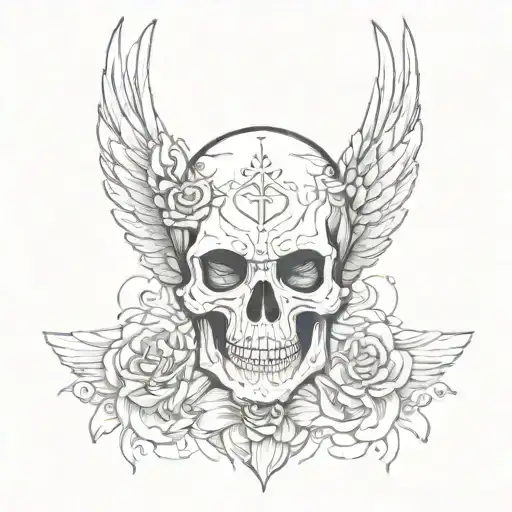 Praying Angel Skull Face