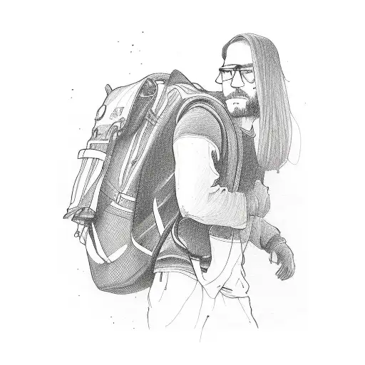 A Guy With A Backpack Walking Around The World