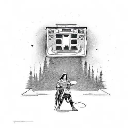 American Indian Holding Boombox