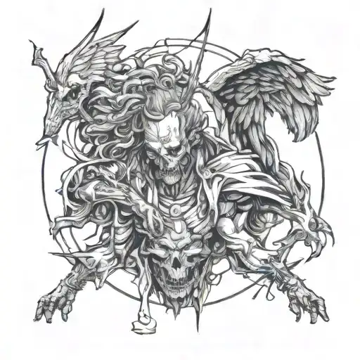 Angel Holding The Head Of A Defeated Demon