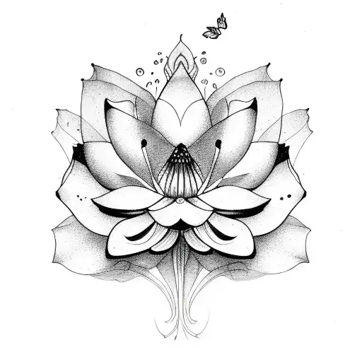 Half Lotus And Butterfly