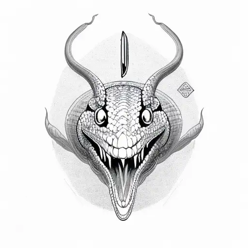 Severed Snake Head With Knife