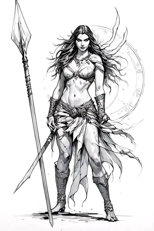 Ares As A Women With Spear