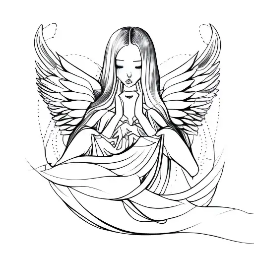 A Sensual Silhouette With Angel Wings Embracing A Heart