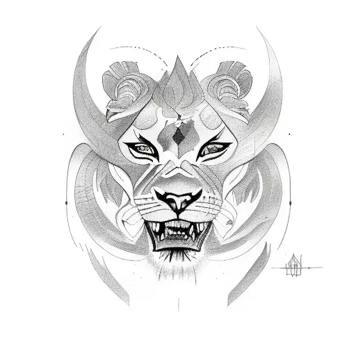 A Sketch-style Tattoo Of A Lioness Embodying Strength And Independence