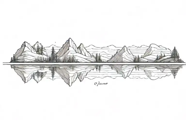 Small And Large Mountain Range With A Lower Tree Line Reflecting Into A Calm Lake