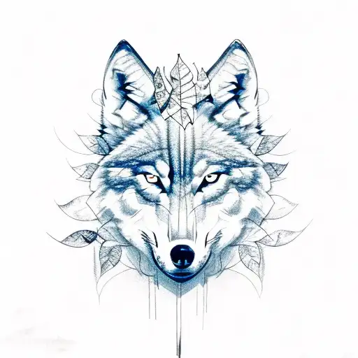 Wolf Head With Smoke And Leafy Vines