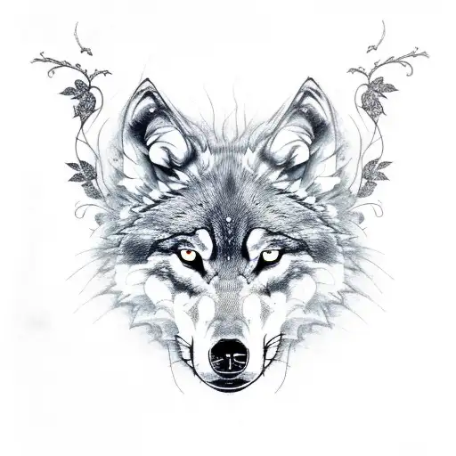 Wolf Head With Smoke And Vines