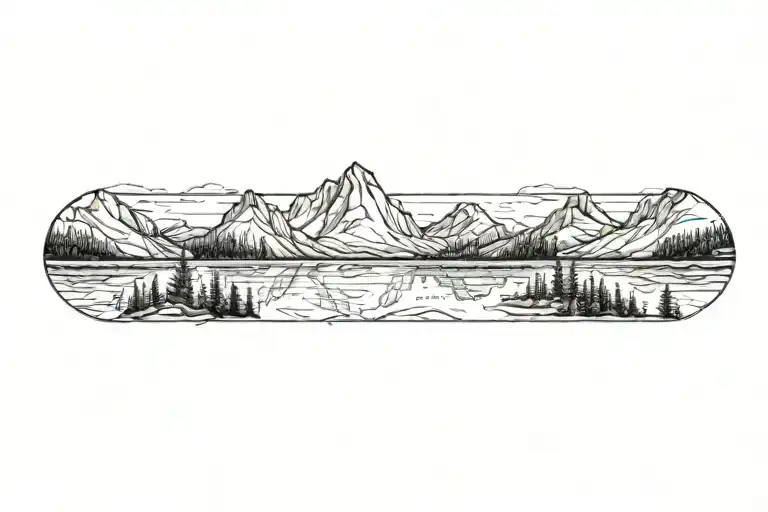 Small And Large Mountain Range With A Lower Tree Line Reflecting Into A Calm Lake