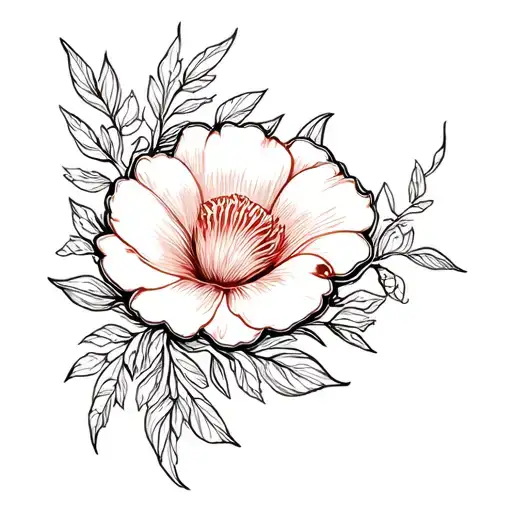 Fleur And Floral Flower Line Tattoo Ornament