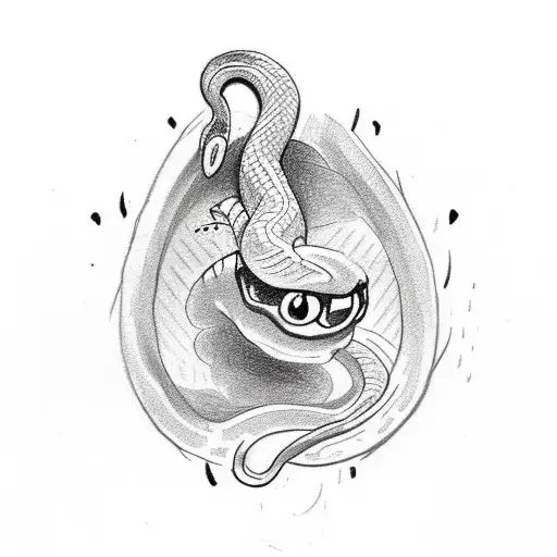 A Tattoo Design For A Cute Tiny Snake Being Shot Out Of A Pistol