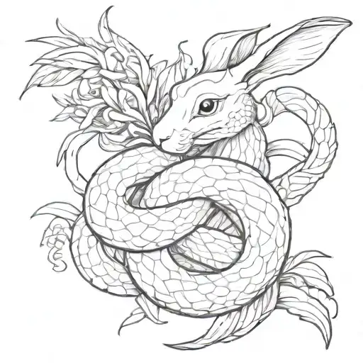 Snake Hugging A Rabbit