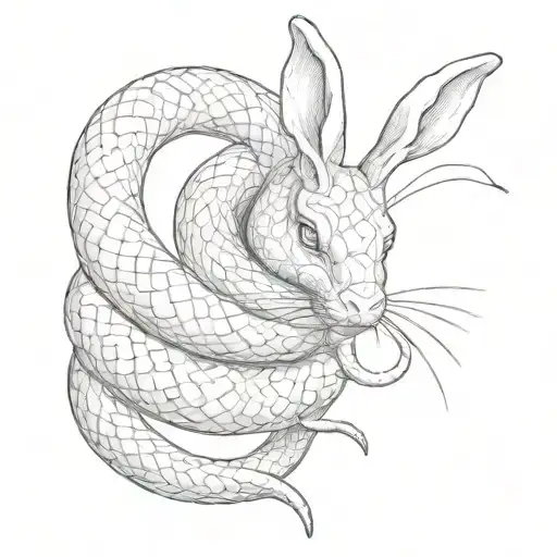Snake Wrapping A Rabbit