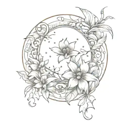 Orange Flower Moon Merging Together