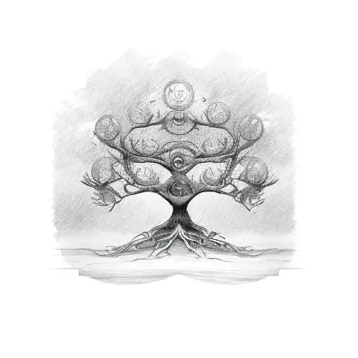 A Sketch Of A Barber's Tools Forming The Shape Of A Tree