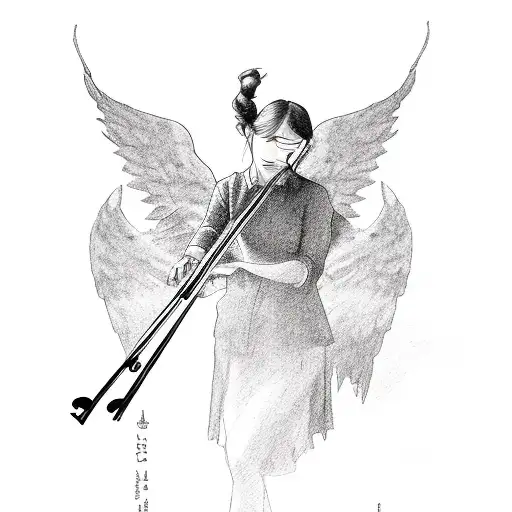 A Fallen Angel Playing A Haunting Melody On A Violin