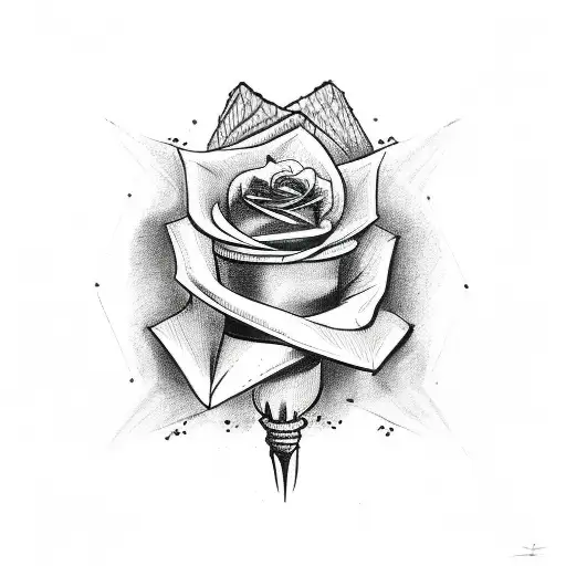 Arrow With Rose And Skull